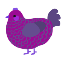 Rasin in Training, a plum and overcast chicken with a lace pattern