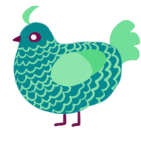 Ves, a teal and spring chicken with a lace pattern