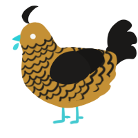 A gold and sable chicken with a lace pattern