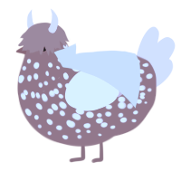 Reddy, a red and pink chicken with a speckle pattern