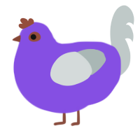 Lovely, a blurple and silver chicken