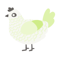 A white and apple chicken with a lace pattern