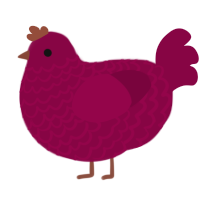 A maroon chicken with a lace pattern