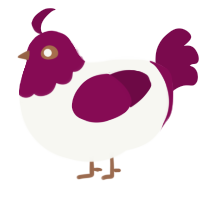 Tinsel, a white and wine chicken with a head pattern