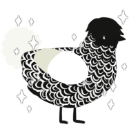 Regal, a black and white chicken with a double-lace pattern