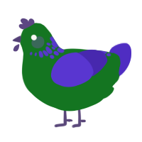 jonker, a leaf and indigo chicken with a neck-speckle pattern