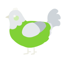 A grass and mist chicken with a head pattern