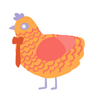 Tangerine, a ultramarine and teal chicken with a lace pattern