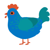fish kite, a sapphire and teal chicken with a half-lace pattern