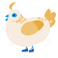 A cream and honey chicken with a neck-speckle pattern