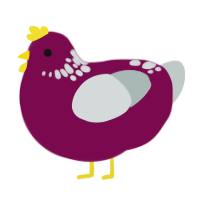 A wine and silver chicken with a neck-speckle pattern