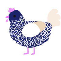 A navy and cream chicken with a double-lace pattern