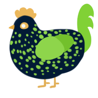 Noctiluca, a tumblr and grass chicken with a speckle pattern