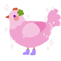 Chanto, a pink chicken with a head pattern