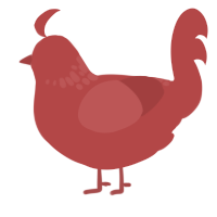 Red-Eyed Rabbits, a red chicken with a neck-speckle pattern