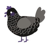 A sable and grey chicken with a lace pattern