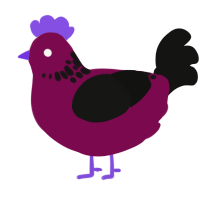 A wine and black chicken with a neck-speckle pattern