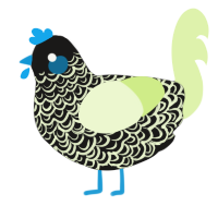 A sable and apple chicken with a double-lace pattern
