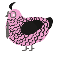 A pink and sable chicken with a lace pattern