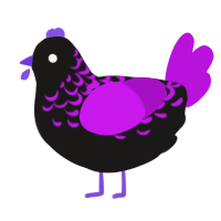 Lotharia, a sable and amethyst chicken with a half-lace pattern