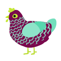 A wine and mint chicken with a lace pattern