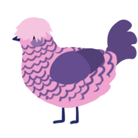 A pink and overcast chicken with a lace pattern