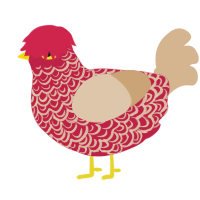 Soup and Bread, a crimson and beige chicken with a double-lace pattern