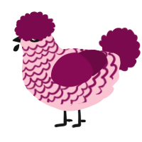 A rose and wine chicken with a lace pattern