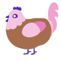 strawberry icing, a brown and pink chicken with a head pattern