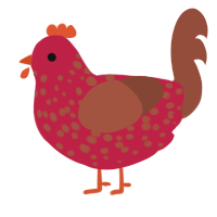 A crimson and russet chicken with a speckle pattern