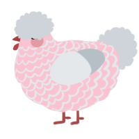 Semi-Plucked Gull, a rose and mist chicken with a lace pattern