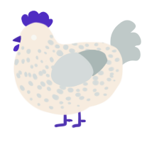 A cream and silver chicken with a speckle pattern