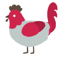 A silver and crimson chicken with a head pattern