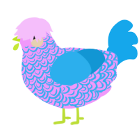 A lavender and sky chicken with a double-lace pattern