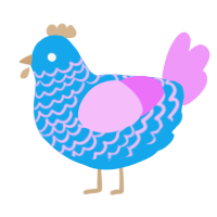 A sky and lavender chicken with a lace pattern