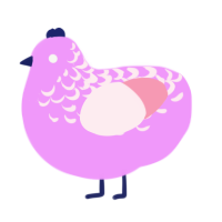 A lavender and rose chicken with a half-lace pattern