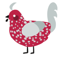 Freakta Clause, a crimson and silver chicken with a speckle pattern