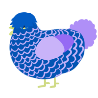 Candy Floss, a ultramarine and lilac chicken with a lace pattern