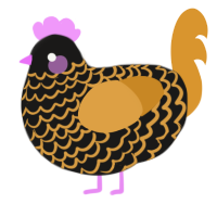 A sable and orange chicken with a lace pattern