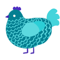 A sea and aqua chicken with a lace pattern