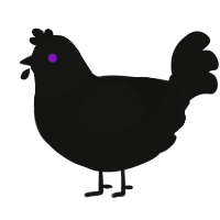 Enderman, a black chicken with a head pattern