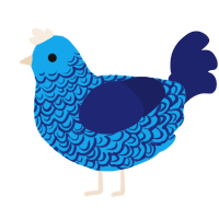 Riptide, a sky and navy chicken with a double-lace pattern