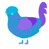 Bluest Berry, a cerulean and blurple chicken with a lace pattern