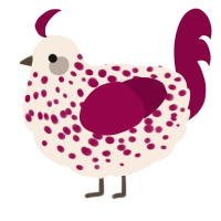 Broken Glass, a cream and maroon chicken with a speckle pattern