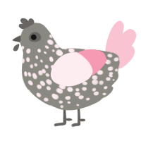A ash and rose chicken with a speckle pattern