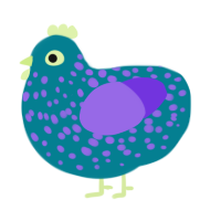 A sea and blurple chicken with a speckle pattern