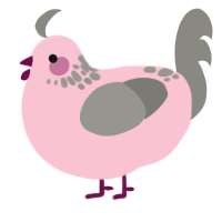 A rose and ash chicken with a neck-speckle pattern
