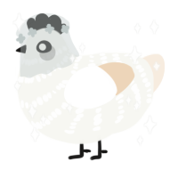 The Shifting Mound, a white and cream chicken with a bar pattern