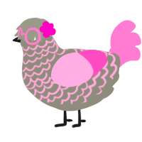 A ash and pink chicken with a lace pattern