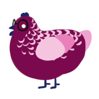 Lucy, a wine and pink chicken with a half-lace pattern